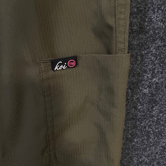Koi Lite Scrub Pants L Tall Olive Green Slim Fit Drawstring Zip Pocket - Picture 4 of 10